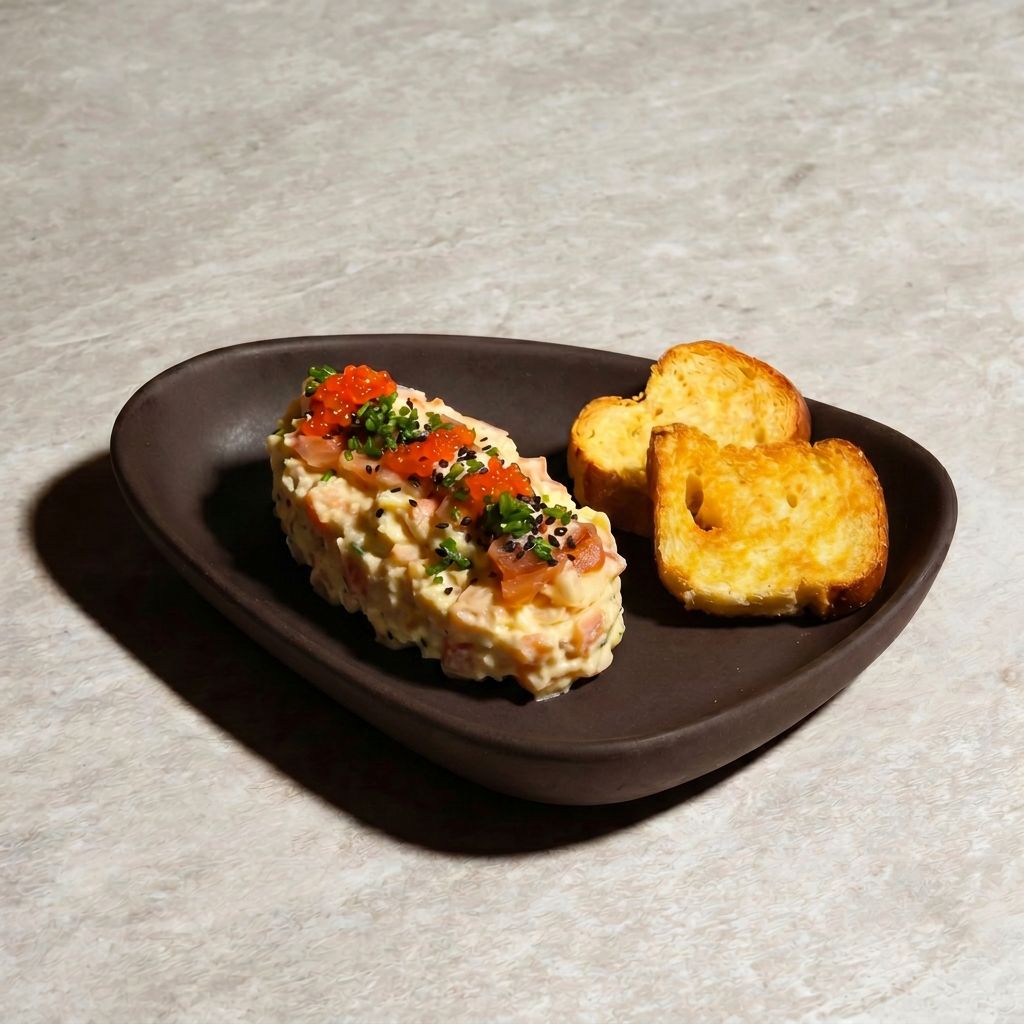 Russian salad with salmon tartar
