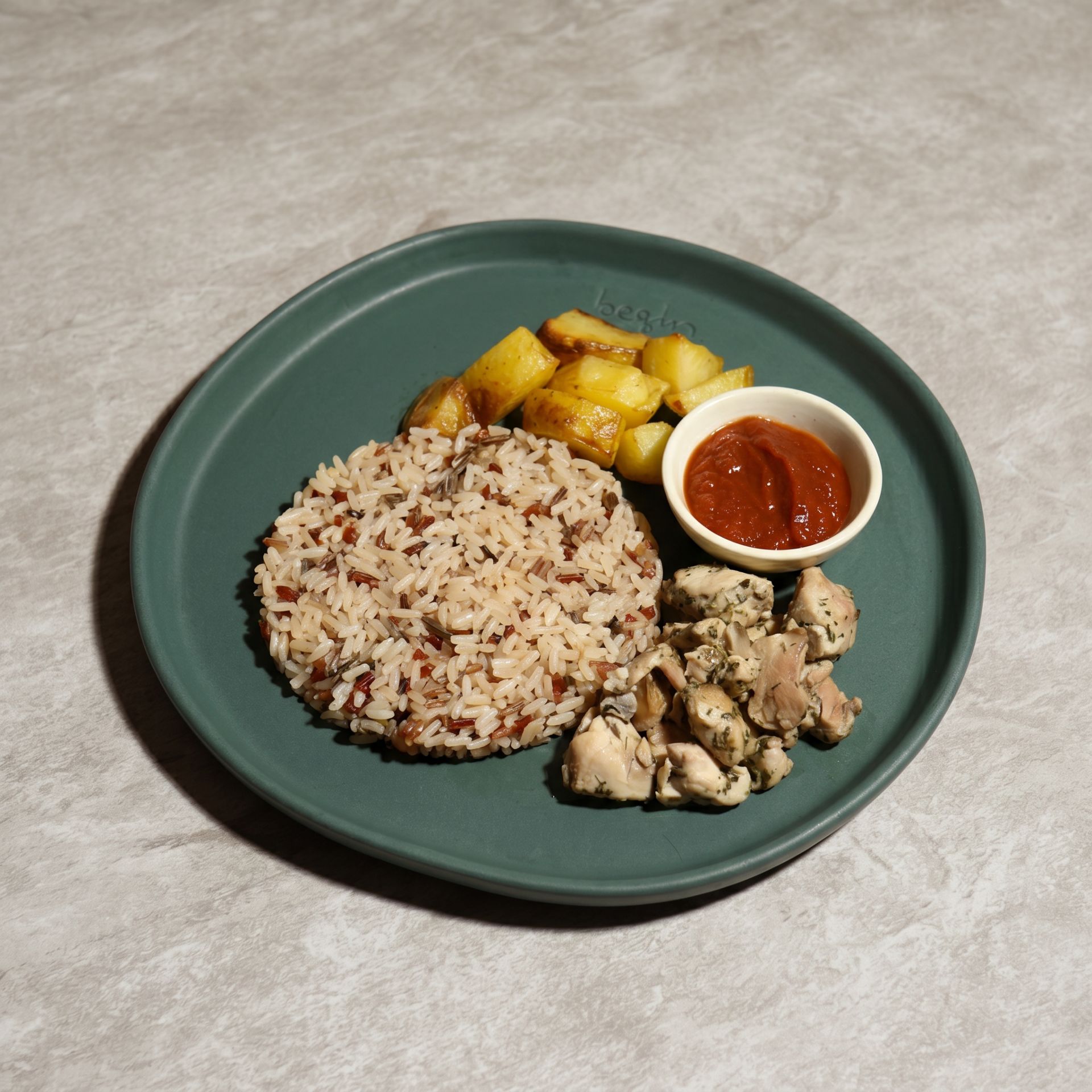 Rice with chicken and potato