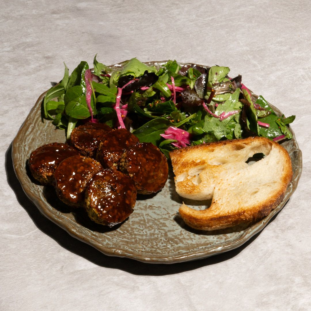 Falafel glaseado con miso